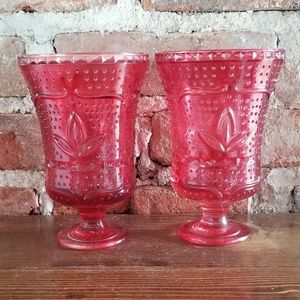 Vintage Wine Glass Water Goblet Set of 2 Glassware